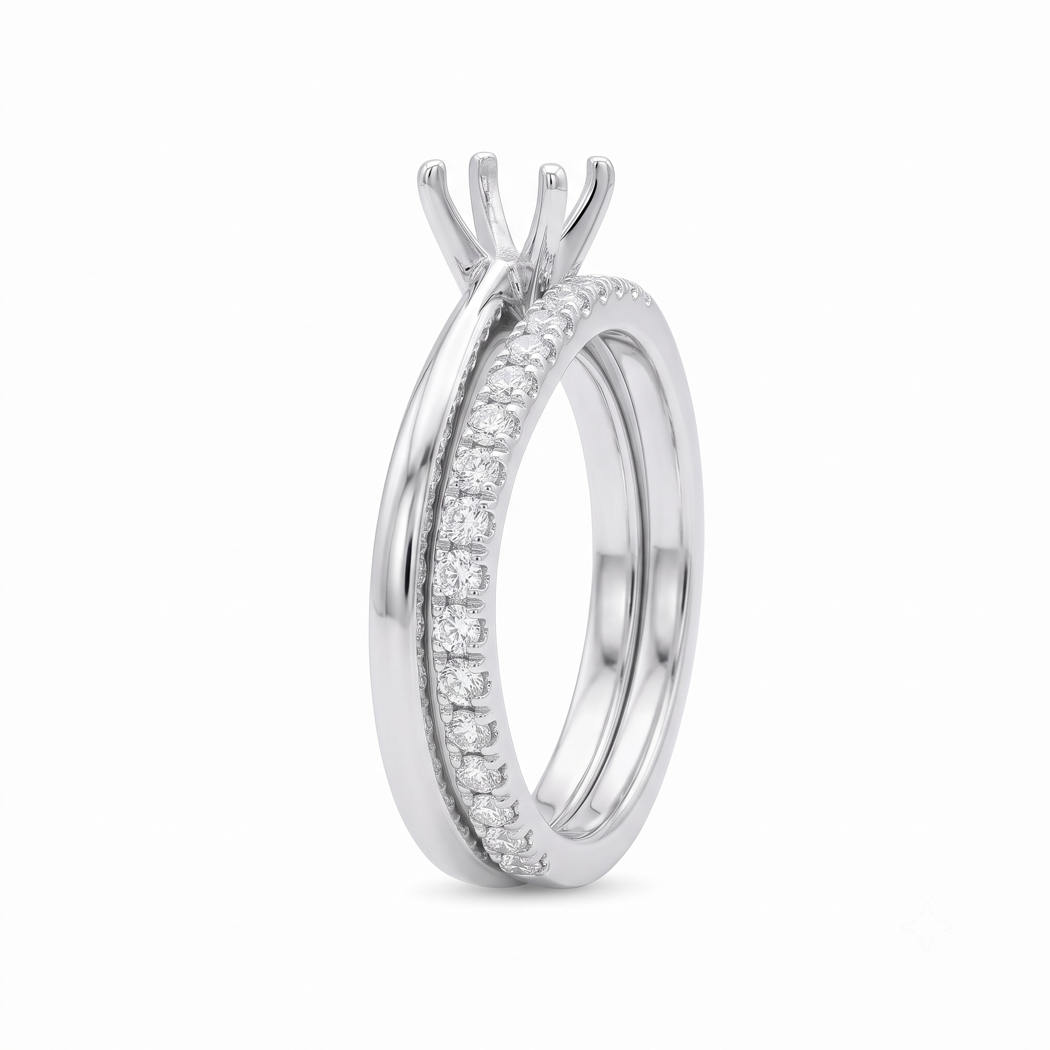 Curved Wedding Band, Diamond Pave (RNG-WED-022)-2