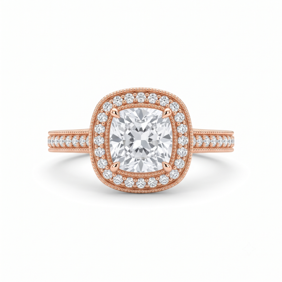 Cushion-Cut Vintage Halo Ring