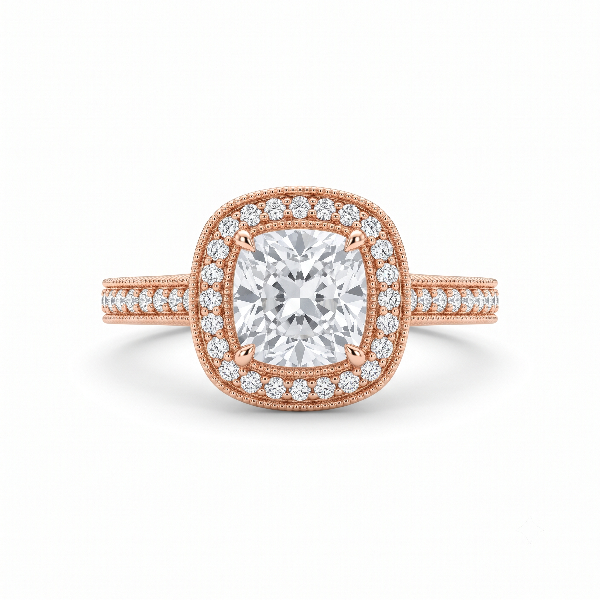 Cushion-Cut Vintage Halo Ring (RNG-CSH-004)-1