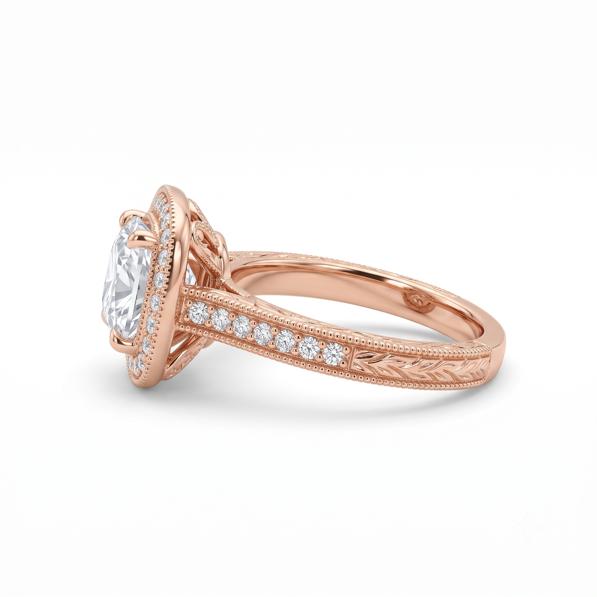 Cushion-Cut Vintage Halo Ring (RNG-CSH-004)-2