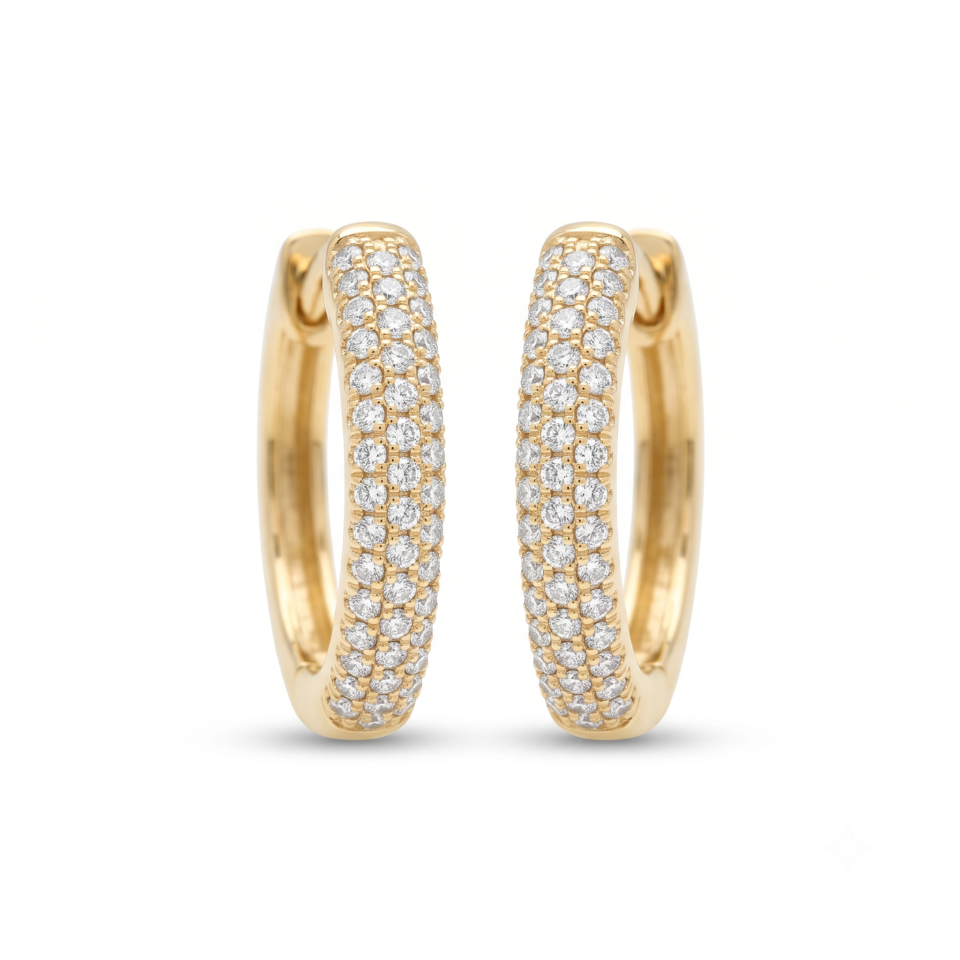 Huggie Hoop Earrings, Pave Diamond