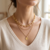 Layered Paperclip Chain Necklace (NCK-PPR-008)-3
