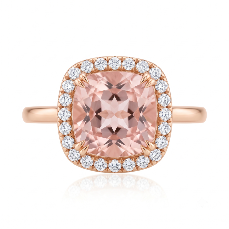 Morganite Cushion Ring