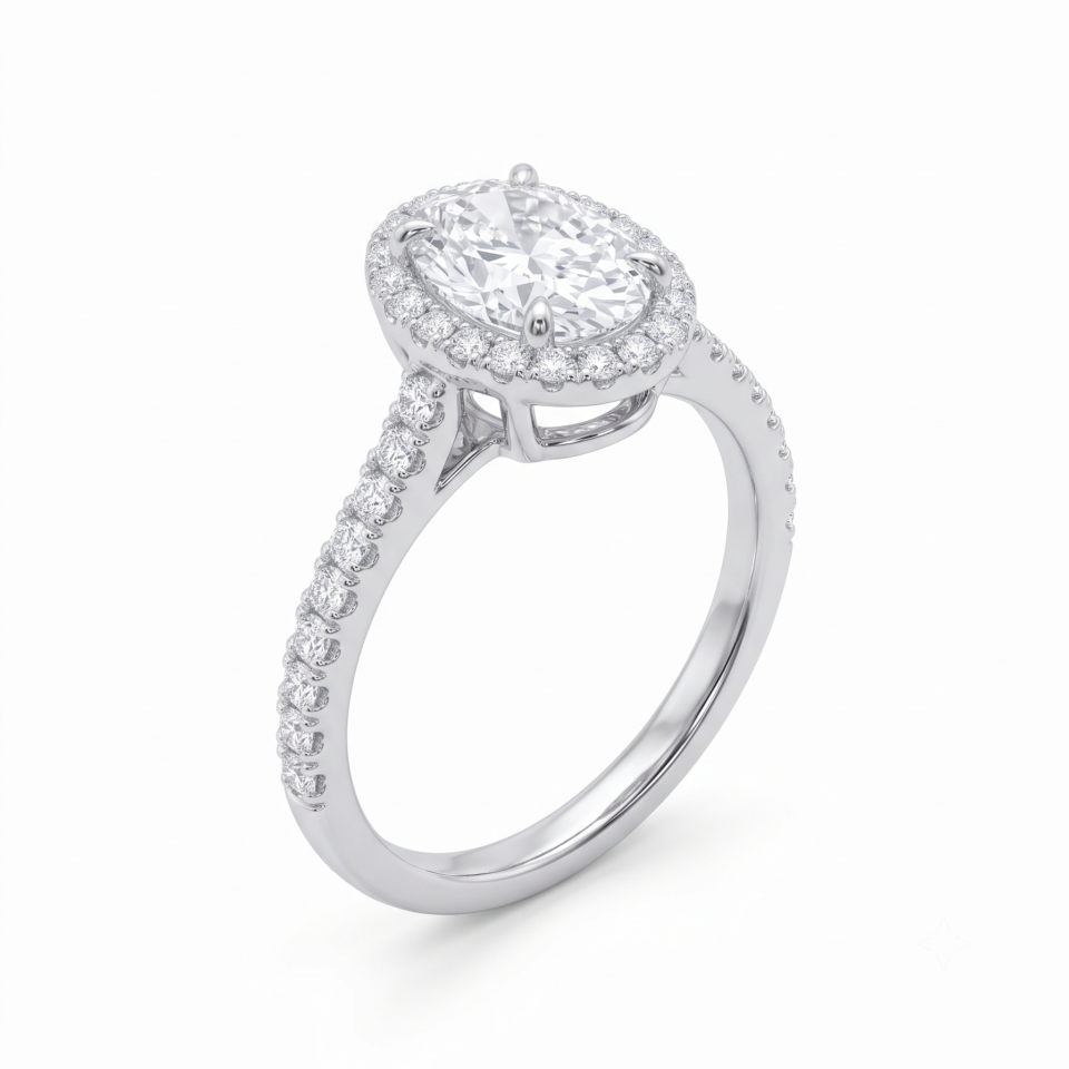 Oval Halo Engagement Ring