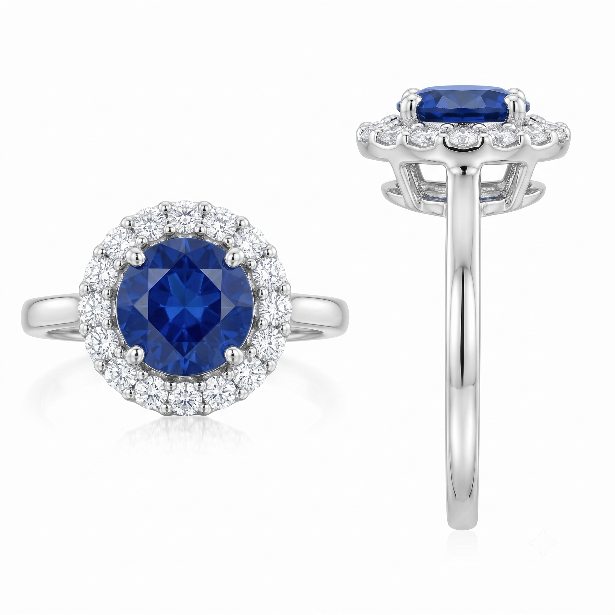 Sapphire and Diamond Halo Ring (RNG-SAP-026)-3